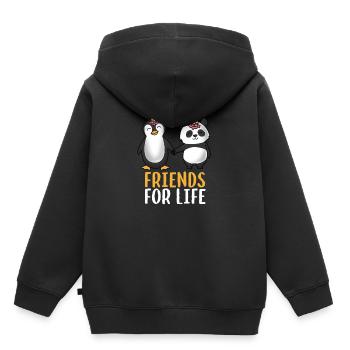 Amis pour la vie cadeau pingouin et panda - Sweat Premium à capuche enfant bio - noir - Dos - AI Model Kid Male (0cm)