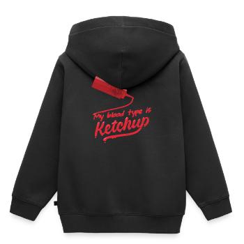 Mon groupe sanguin est ketchup ketchup drôle - Sweat Premium à capuche enfant bio - noir - Dos - AI Model Kid Male (0cm)