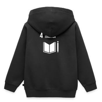 4 objectifs globaux d'éducation de qualité - Sweat Premium à capuche enfant bio - noir - Dos - AI Model Kid Male (0cm)