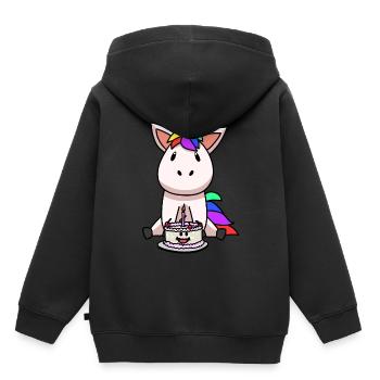 Unicorn Birthday Cake Cake Child - Kids Premium Organic Hoodie - black - Back - AI Model Kid Male (0cm)