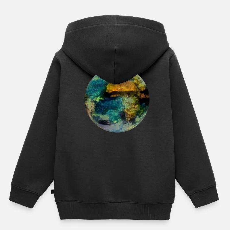 Planète terre - Sweat Premium à capuche enfant bio - noir