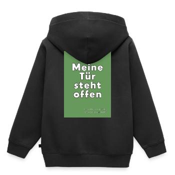 Meine Tür steht offen - Kinder Premium Organic Hoodie - Schwarz - Hinten - AI Model Kid Male (0cm)