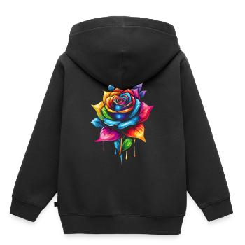 Rose mehrfarbige Blume - Kinder Premium Organic Hoodie - Schwarz - Hinten - AI Model Kid Male (0cm)