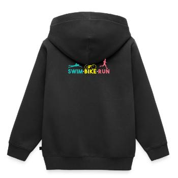 Swim Bike Run Shirt - Geschenk - Kinder Premium Organic Hoodie - Schwarz - Hinten - AI Model Kid Male (0cm)