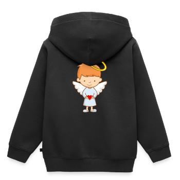 Ange gardien doux - Sweat Premium à capuche enfant bio - noir - Dos - AI Model Kid Male (0cm)