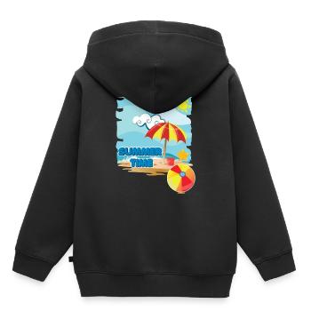 L'heure d'été sur la plage avec un parasol en vacances - Sweat Premium à capuche enfant bio - noir - Dos - AI Model Kid Male (0cm)