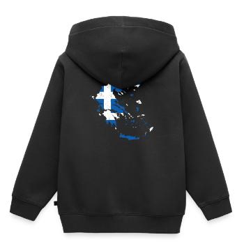 Grèce Grèce Drapeau grec Drapeau Country Shirt - Sweat Premium à capuche enfant bio - noir - Dos - AI Model Kid Male (0cm)