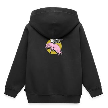 Porc volant - Sweat Premium à capuche enfant bio - noir - Dos - AI Model Kid Male (0cm)