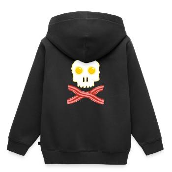 Bacon et oeufs Skull Skull - Oeufs de bacon - Sweat Premium à capuche enfant bio - noir - Dos - AI Model Kid Male (0cm)