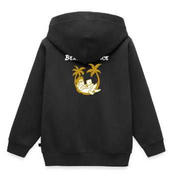 Digitaler Nomade Reisender Strand Laptop Palmen - Kinder Premium Organic Hoodie - Schwarz - Hinten - AI Model Kid Male (0cm)