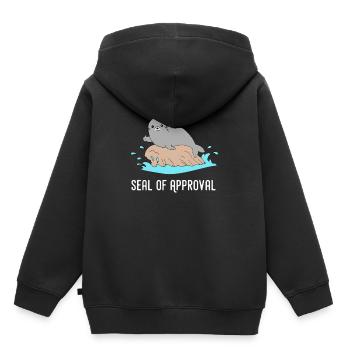 Seerobbe pouce vers le haut de l'animal de mer Sea Lion Funny - Sweat Premium à capuche enfant bio - noir - Dos - AI Model Kid Male (0cm)