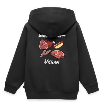 Anti Vegan Fleischfresser Fleisch Filet Geschenk - Kinder Premium Organic Hoodie - Schwarz - Hinten - AI Model Kid Male (0cm)