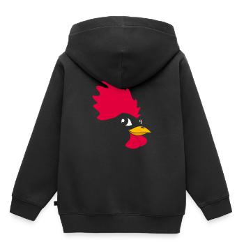 Poulet visage poules chemise poule cadeau drôle - Sweat Premium à capuche enfant bio - noir - Dos - AI Model Kid Male (0cm)