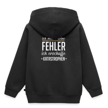 Ich mache keine Fehler ich erschaffe Katastrophen - Kinder Premium Organic Hoodie - Schwarz - Hinten - AI Model Kid Male (0cm)