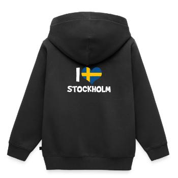 Stockholm - Sweat Premium à capuche enfant bio - noir - Dos - AI Model Kid Male (0cm)