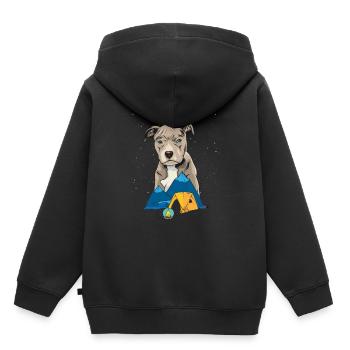 Pit Bull Terrier Pitbull Camping Zelten Geschenk - Kinder Premium Organic Hoodie - Schwarz - Hinten - AI Model Kid Male (0cm)