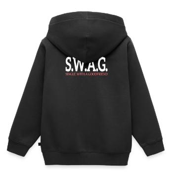 Swag - célibataire avec de bons amis - Sweat Premium à capuche enfant bio - noir - Dos - AI Model Kid Male (0cm)
