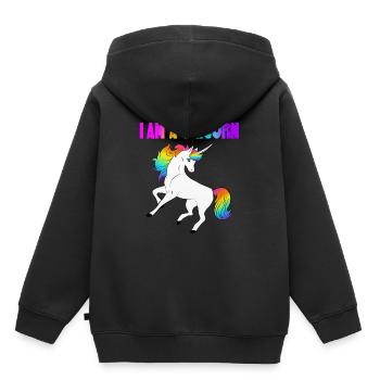 Je suis une licorne - je suis une licorne - Sweat Premium à capuche enfant bio - noir - Dos - AI Model Kid Male (0cm)