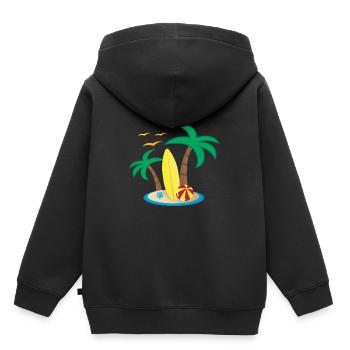 Holiday Island Design - Sweat Premium à capuche enfant bio - noir - Dos - AI Model Kid Male (0cm)