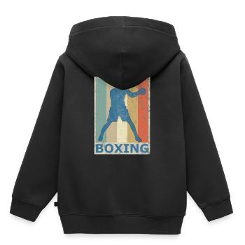 Retro Vintage Style Boxing Boxer Kickboxing - Kids Premium Organic Hoodie - black - Back - AI Model Kid Male (0cm)