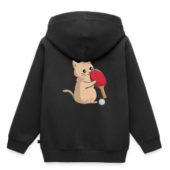 Katze spielt Tischtennis - Kinder Premium Organic Hoodie - Schwarz - Hinten - AI Model Kid Male (0cm)