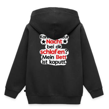 Kann ich heut bei dir schlafen? Bett ist Kaputt. - Kinder Premium Organic Hoodie - Schwarz - Hinten - AI Model Kid Male (0cm)