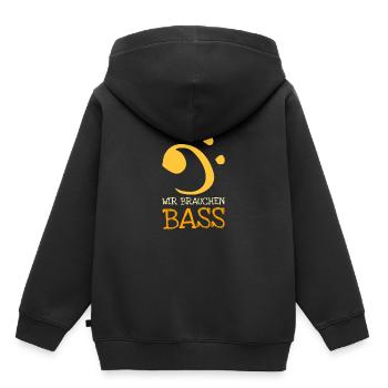 Bassschlüssel Wir brauchen Bass - Kinder Premium Organic Hoodie - Schwarz - Hinten - AI Model Kid Male (0cm)