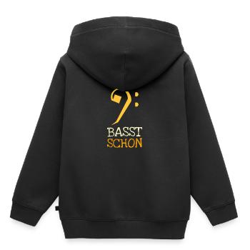 Basst déjà La clé de basse - Sweat Premium à capuche enfant bio - noir - Dos - AI Model Kid Male (0cm)