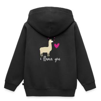 Ich liebe dich - Lama Freundin Partnerin Geschenk - Kinder Premium Organic Hoodie - Schwarz - Hinten - AI Model Kid Male (0cm)