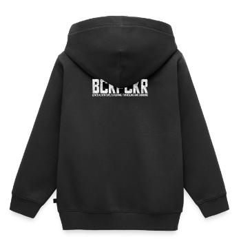 BCKPCKR - Backpacker Shirt - Kinder Premium Organic Hoodie - Schwarz - Hinten - AI Model Kid Male (0cm)