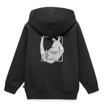 Comic Rhino Zoo Sohn Tochter Geschenk Nashorn - Kinder Premium Organic Hoodie - Schwarz - Hinten - AI Model Kid Male (0cm)