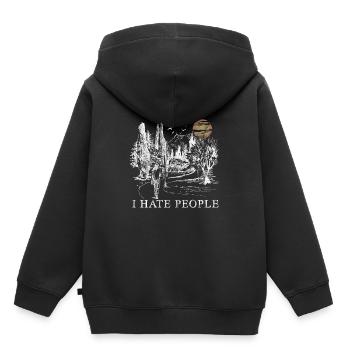 Je déteste les gens - Je déteste les gens - Sweat Premium à capuche enfant bio - noir - Dos - AI Model Kid Male (0cm)