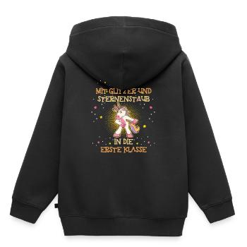 Einhorn Einschulung 1. Klasse Schulanfang Geschenk - Kinder Premium Organic Hoodie - Schwarz - Hinten - AI Model Kid Male (0cm)