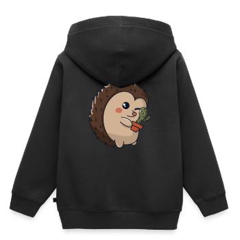 Hérisson épineux - Sweat Premium à capuche enfant bio - noir - Dos - AI Model Kid Male (0cm)