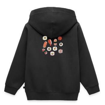 Sushi asiatique alimentaire Fast Foodie Foodie baguettes - Sweat Premium à capuche enfant bio - noir - Dos - AI Model Kid Male (0cm)