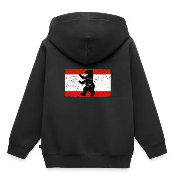 Ours de Berlin avec le drapeau de Berlin - Sweat Premium à capuche enfant bio - noir - Dos - AI Model Kid Male (0cm)