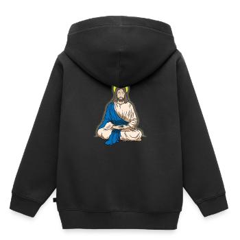 Meditation Jesus Christ cross gift - Kids Premium Organic Hoodie - black - Back - AI Model Kid Male (0cm)