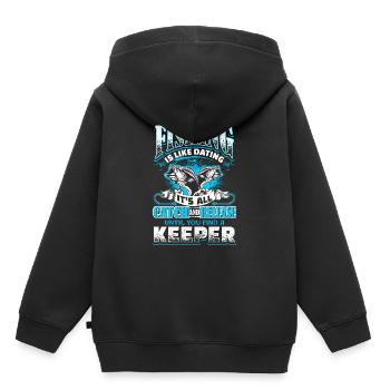 Dating Angler Fischer angeln fischen Geschenk - Kinder Premium Organic Hoodie - Schwarz - Hinten - AI Model Kid Male (0cm)