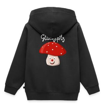 Glückspilz - Kinder Premium Organic Hoodie - Schwarz - Hinten - AI Model Kid Male (0cm)