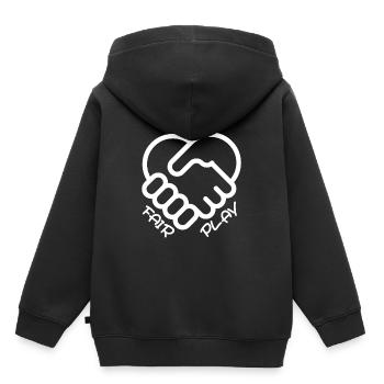 Hand Herz fair play Sport - Kinder Premium Organic Hoodie - Schwarz - Hinten - AI Model Kid Male (0cm)
