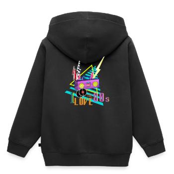 J'adore les années 80 j'aime la fête des années 80 stéréo - Sweat Premium à capuche enfant bio - noir - Dos - AI Model Kid Male (0cm)