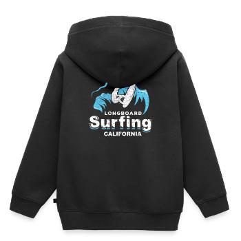 Longboard Surfing California Surfbrett Sonne Welle - Kinder Premium Organic Hoodie - Schwarz - Hinten - AI Model Kid Male (0cm)