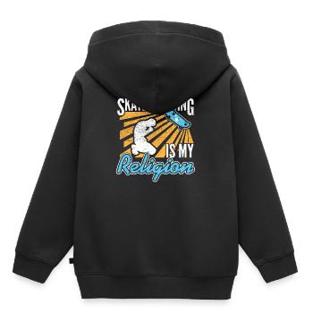 Skateboarding Relegion Skater cadeau de rampe de prière - Sweat Premium à capuche enfant bio - noir - Dos - AI Model Kid Male (0cm)