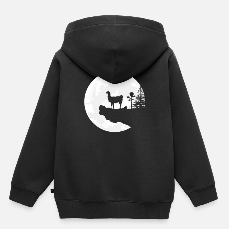 lama - Sweat Premium à capuche enfant bio - noir