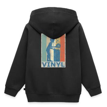 Rétro Vintage Style DJ Deejee Vinyle Disque - Sweat Premium à capuche enfant bio - noir - Dos - AI Model Kid Male (0cm)