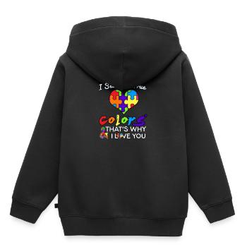 Autism I See Your True Couleurs Chemise Autisme - Sweat Premium à capuche enfant bio - noir - Dos - AI Model Kid Male (0cm)