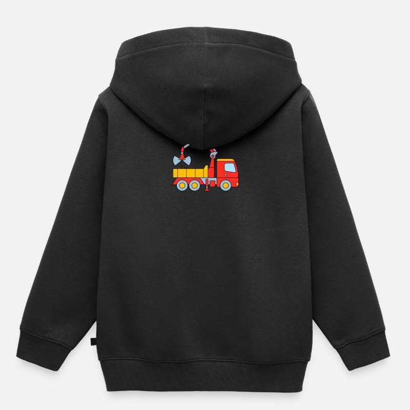 Chantier de construction de camions pour enfants - Sweat Premium à capuche enfant bio - noir
