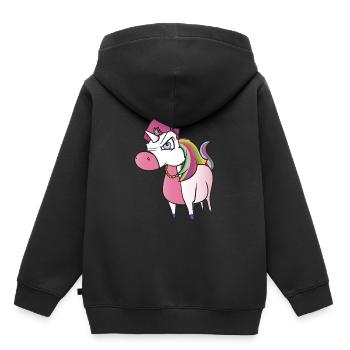 Wütendes Einhorn - Kinder Premium Organic Hoodie - Schwarz - Hinten - AI Model Kid Male (0cm)