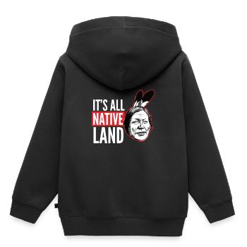 Indiens - C'est toute la terre natale - Sweat Premium à capuche enfant bio - noir - Dos - AI Model Kid Male (0cm)