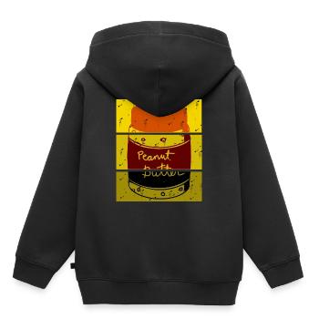 Beurre d'arachide rétro - Sweat Premium à capuche enfant bio - noir - Dos - AI Model Kid Male (0cm)